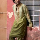 Green Ombre Kurta With Bandhani Pants
