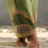 Inshad - Blue Green Ombre Kali Kurta With Farshi Salwaar