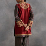 Ida - Red Kurta with Bandhani Farshi Salwaar