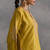 Ira - Mustard Kurta with Ajrakh Kali Sharara