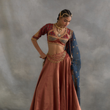Irene - Ajrakh Angi with Tissue Lehenga