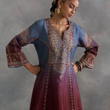 Iftin - Maroon Aline Kurta with Ajrakh Salwaar
