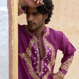Purple Chanderi Kurta With Pants