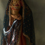 Irene - Ajrakh Angi with Tissue Lehenga