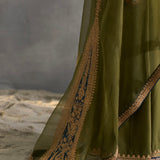 Ishwa - Green Ajrakh Angi with Sharara