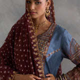 Iftin - Maroon Aline Kurta with Ajrakh Salwaar