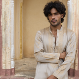 Tissue Kurta With Stripe Pants
