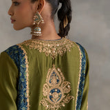 Inara - Green Chanderi Kali Kurta with Salwaar