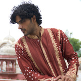 Rust Bandhani Kurta With Pants