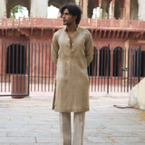 Tissue Kurta With Stripe Pants