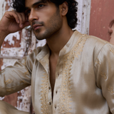 Tissue Kurta With Stripe Pants