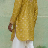 Yellow Bandhani Kurta With Pants
