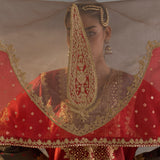 Izna - Red Grey Bandhani Choga with Red Salwar