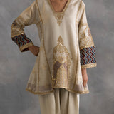 Iman - Soft Gold Tissue Choga with Farshi Salwaar
