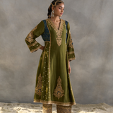 Inara - Green Chanderi Kali Kurta with Salwaar
