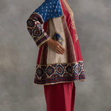 Irsia - Ajrakh Choga with Farshi Salwaar