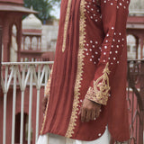 Rust Bandhani Kurta With Pants