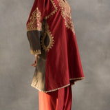 Izna - Red Grey Bandhani Choga with Red Salwar