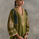 Inara - Green Chanderi Kali Kurta with Salwaar
