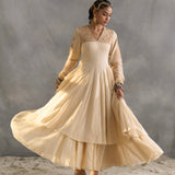 Isun - Cream Cotton layered Anarkali