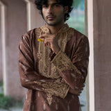 Brown Shibori Kurta with Pants