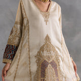 Iman - Soft Gold Tissue Choga with Farshi Salwaar