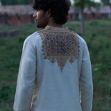 Linen Tissue Kurta With Stripe Pants