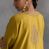 Ira - Mustard Kurta with Ajrakh Kali Sharara