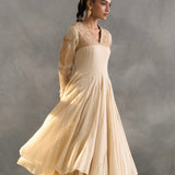 Isun - Cream Cotton layered Anarkali