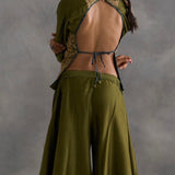 Ishwa - Green Ajrakh Angi with Sharara