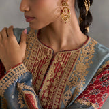 Ishtaar - Teal Blue choga with salwaar