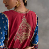 Irsia - Ajrakh Choga with Farshi Salwaar