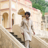 Tissue Kurta With Stripe Pants