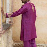 Purple Chanderi Kurta With Pants