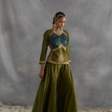 Ishwa - Green Ajrakh Angi with Sharara