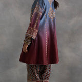Iftin - Maroon Aline Kurta with Ajrakh Salwaar