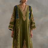 Inara - Green Chanderi Kali Kurta with Salwaar