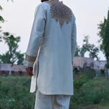 Linen Tissue Kurta With Stripe Pants