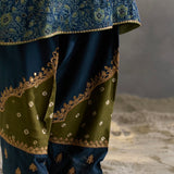 Irfana - Green Ajrakh Aline Kurta with Farshi Salwaar