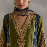 Inara - Green Chanderi Kali Kurta with Salwaar