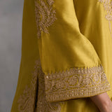Ira - Mustard Kurta with Ajrakh Kali Sharara
