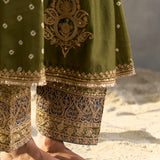 Inara - Green Chanderi Kali Kurta with Salwaar