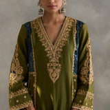 Inara - Green Chanderi Kali Kurta with Salwaar