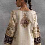 Iman - Soft Gold Tissue Choga with Farshi Salwaar
