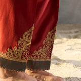 Izna - Red Grey Bandhani Choga with Red Salwar