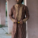 Brown Shibori Kurta with Pants