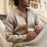 Tissue Kurta With Stripe Pants
