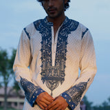 Cream Kurta With Bandhani Pants