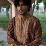 Brown Shibori Kurta with Pants
