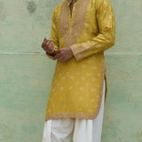 Yellow Bandhani Kurta With Pants